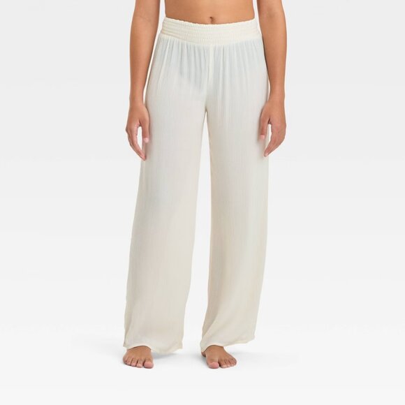NEW Girls' Solid Cover Up Pants - art class™ Cream Small 6/7 - Picture 1 of 6
